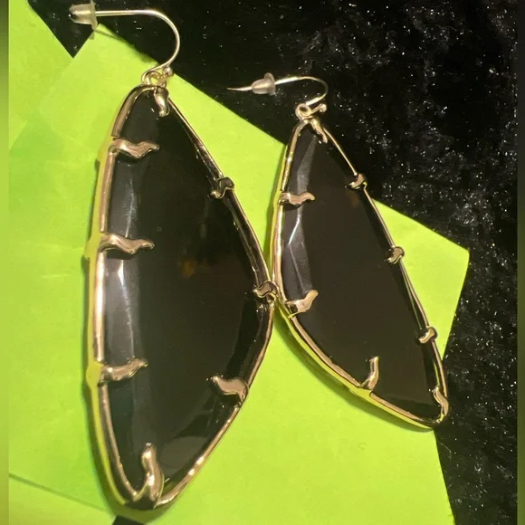 Vintage Kendra Scott, Willow, black and gold tone earrings, rare - Picture 1 of 5